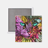 Cat Kitten Artsy Magneet (Voorkant / Achterkant)