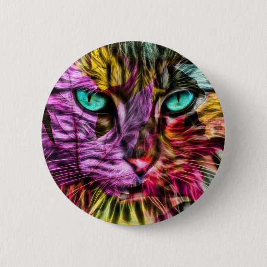 Cat Kitten Artsy Ronde Button 5,7 Cm (Voorkant)