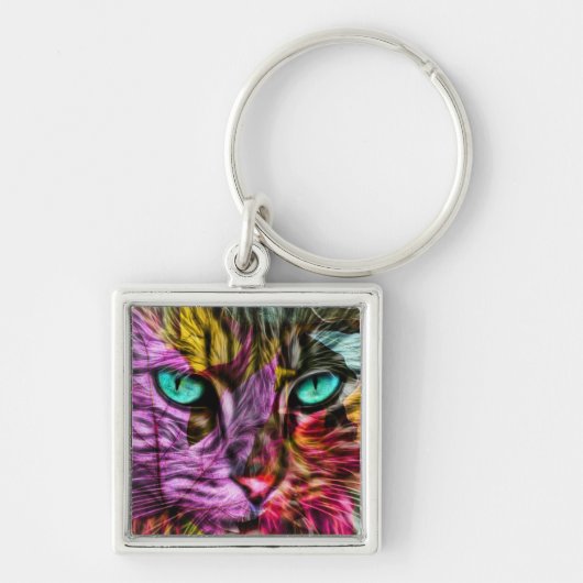 Cat Kitten Artsy Sleutelhanger (Voorkant)
