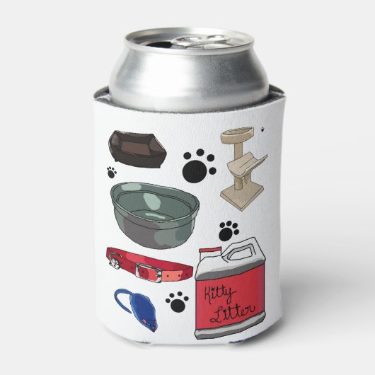 Cat Kitten Bed Tree Kat Litter Collar Bowl Blikjeskoeler (Blikje Voorkant)