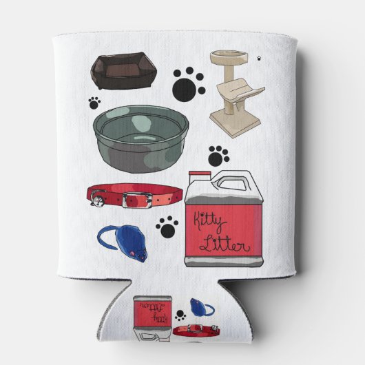 Cat Kitten Bed Tree Kat Litter Collar Bowl Blikjeskoeler (Achterkant)