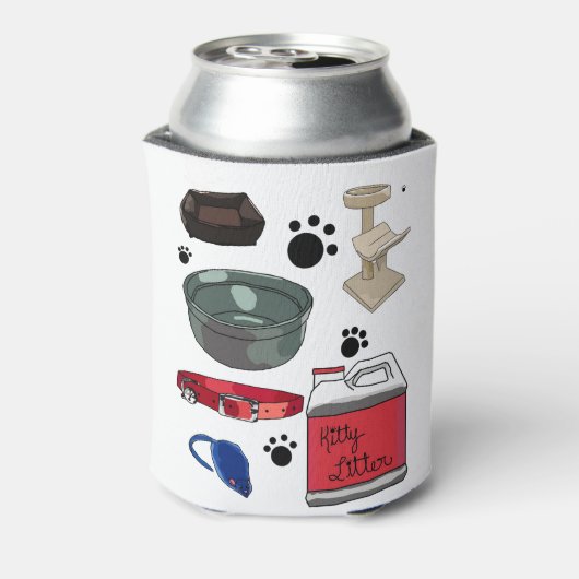 Cat Kitten Bed Tree Kat Litter Collar Bowl Blikjeskoeler (Blikje Achterkant)