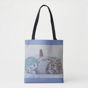Cat Kitten Canvas tas voor het afspelen van de gri