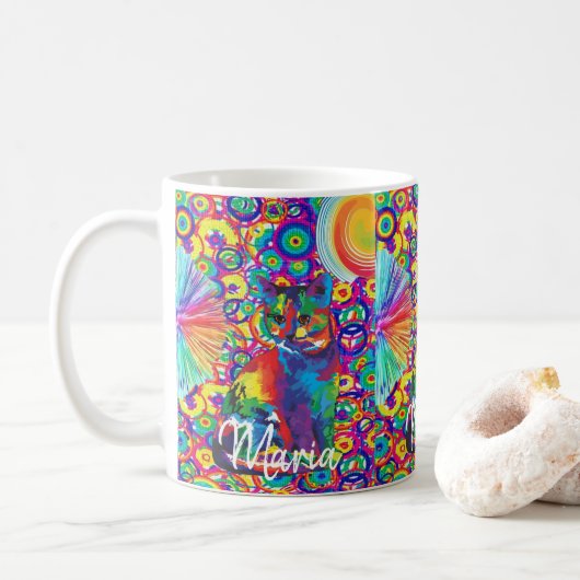 Cat Kitten Colorful Mok (Met donut)