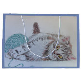 Cat Kitten die kunstgeschenk spelen Groot Cadeauzakje (Achterkant)