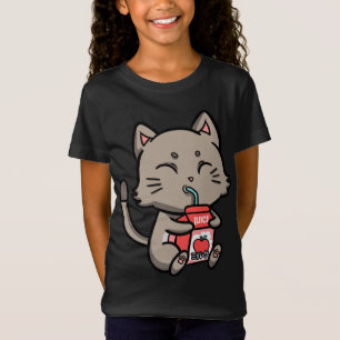 Cat Kitten Drink appelsap-vruchtenanie Manga T-shirt