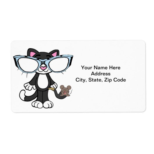 Cat Kitten Felines Sunglazen Mouse Labels (Voorkant)