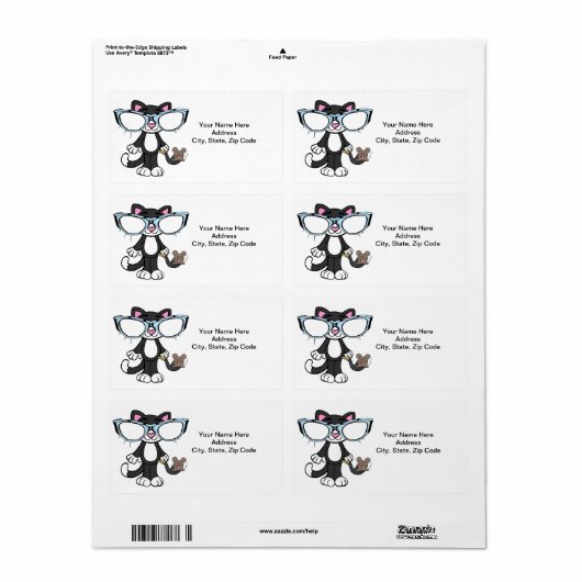 Cat Kitten Felines Sunglazen Mouse Labels (Full Sheet)