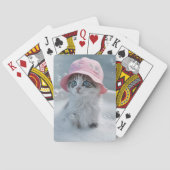 Cat Kitten in Bubble Bath Pink Hat Cute Pokerkaarten (Achterkant)