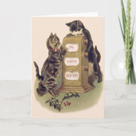 Cat Kitten Kalender Holly Feestdagen Kaart