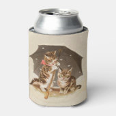 Cat Kitten kat antiek vintage schattig Blikjeskoeler (Blikje Voorkant)