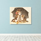 Cat Kitten kat antiek vintage schattig Canvas Afdruk (Insitu (Houten vloer))