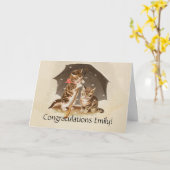 Cat Kitten kat antiek vintage  schattig Kaart (Gele Bloem)