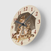 Cat Kitten kat antiek vintage  schattig Ronde Klok (Hoek)