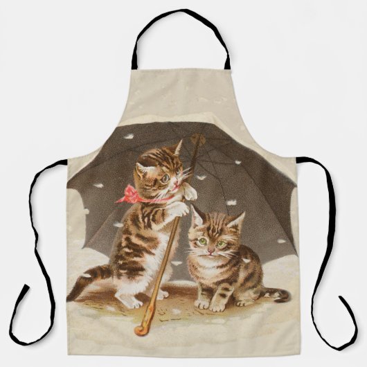 Cat Kitten kat antiek vintage  schattig Schort (Voorkant)