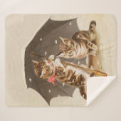 Cat Kitten kat antiek vintage  schattig Sherpa Deken (Voorkant (horizontaal))