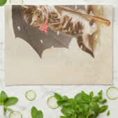 Cat Kitten kat antiek vintage  schattig Theedoek (Gevouwen)