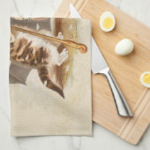 Cat Kitten kat antiek vintage  schattig Theedoek (Quarter Fold)