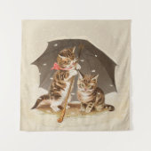 Cat Kitten kat antiek vintage  schattig Wandkleed (Voorkant)