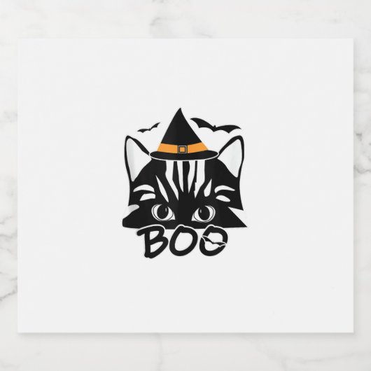 Cat Kitten Kat Novelty Funny Halloween Spooky Bo Sparkling Wijnetiket (Enkel label)