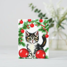  Cat Kitten Kerst Kaart