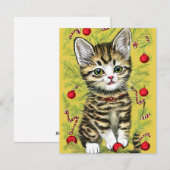 Cat Kitten Kerst Kaart (Voorkant / Achterkant)