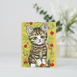  Cat Kitten Kerst Kaart