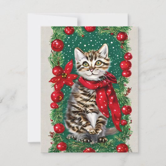  Cat Kitten Kerst Kaart (Voorkant)