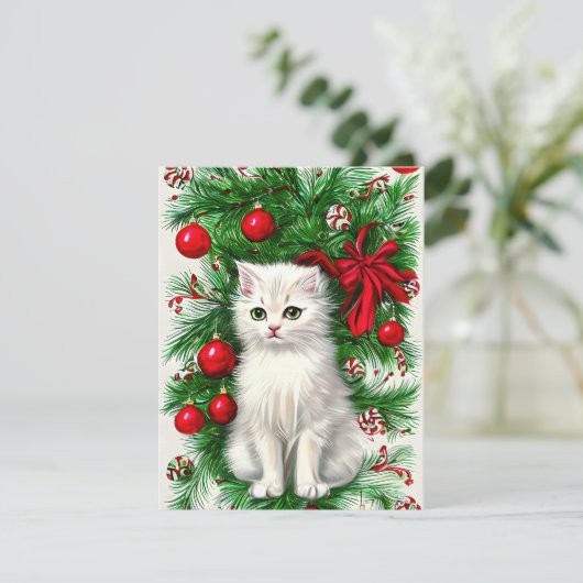  Cat Kitten Kerst Kaart (Staand voorkant)