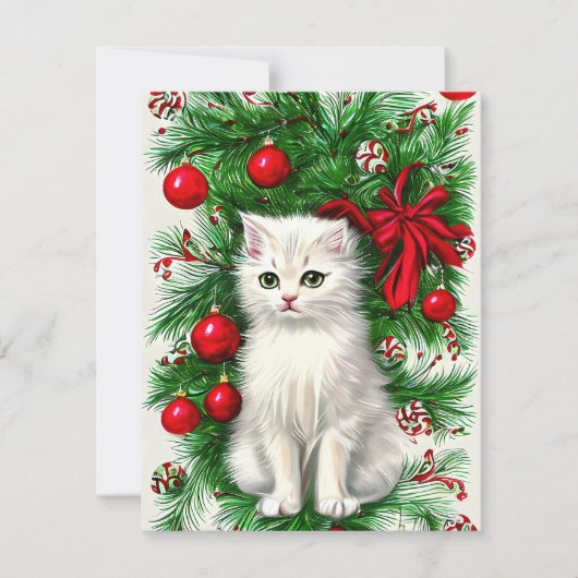 Cat Kitten Kerst Kaart (Voorkant)