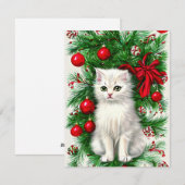  Cat Kitten Kerst Kaart (Voorkant / Achterkant)