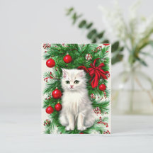  Cat Kitten Kerst Kaart