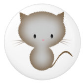 Cat Kitten, kleine grijze tablet Keramische Knop (Voorkant)