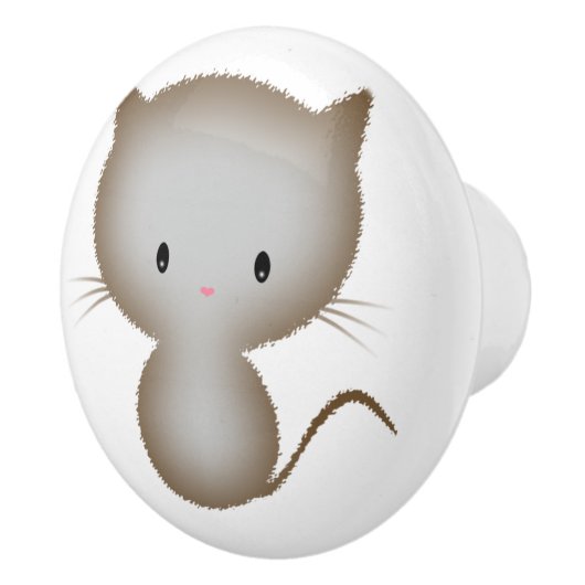 Cat Kitten, kleine grijze tablet Keramische Knop (Rechts)