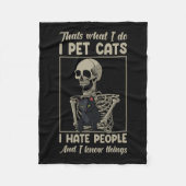 Cat Kitten Lover Grumpy Skull Kat Huisdier Eigenaa Fleece Deken (Voorkant)