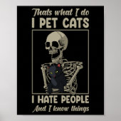 Cat Kitten Lover Grumpy Skull Kat Huisdier Eigenaa Poster (Voorkant)