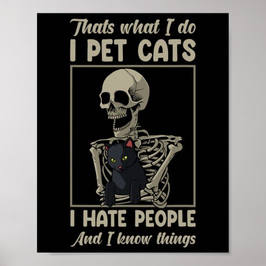 Cat Kitten Lover Grumpy Skull Kat Huisdier Eigenaa Poster (Voorkant)