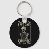 Cat Kitten Lover Grumpy Skull Kat Huisdier Eigenaa Sleutelhanger (Voorkant)