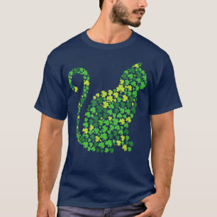 Cat Kitten Lucky Shamrock Clover St Patricks Day T T-shirt