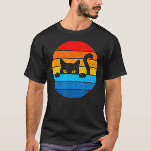 Cat Kitten Meme Retro Sunset Peeping Curio T-shirt
