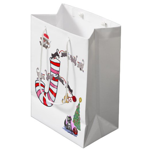 Cat Kitten Meow Mice Merry kerstcadeaus Medium Cadeauzakje (Voorkant Gekanteld)