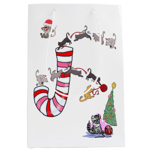 Cat Kitten Meow Mice Merry kerstcadeaus Medium Cadeauzakje (Voorkant)