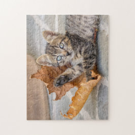 Cat Kitten met een lul in een cute tabby - Legpuzzel