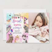 Cat Kitten Party Pawty Animals Girl Birthday Kaart (Voorkant)