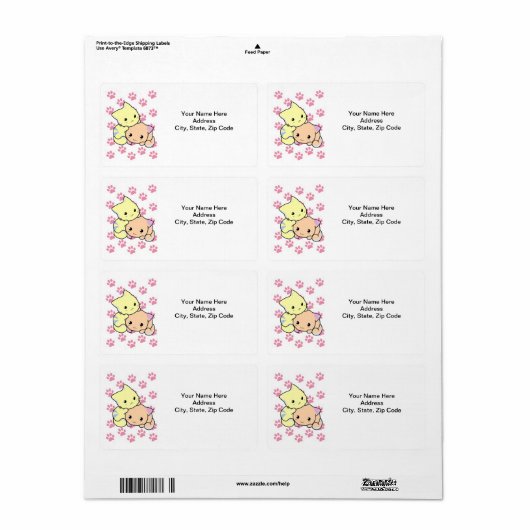 Cat Kitten Paw-labels Etiket (Full Sheet)