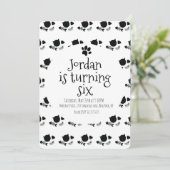 Cat Kitten Pet Paw Black White Birthday Party Kaart (Staand voorkant)