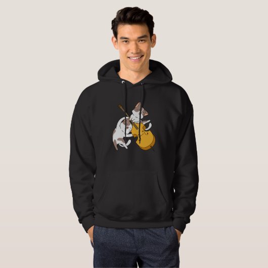 Cat Kitten Playing Cello Cat  Cello Player Cellist Hoodie (Voorkant volledig)