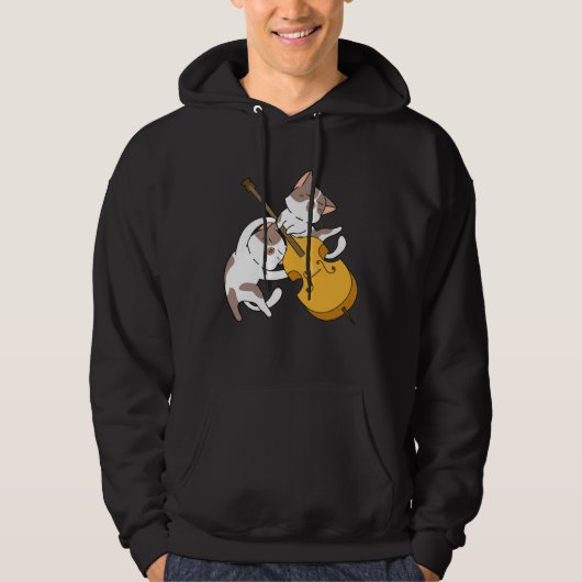 Cat Kitten Playing Cello Cat  Cello Player Cellist Hoodie (Voorkant)
