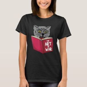 Cat Kitten Reading Book Art of War Funny Animal Lo T-shirt