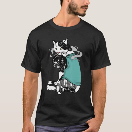 Cat Kitten Roking Tattoo waar ik van hou T-shirt (Voorkant)
